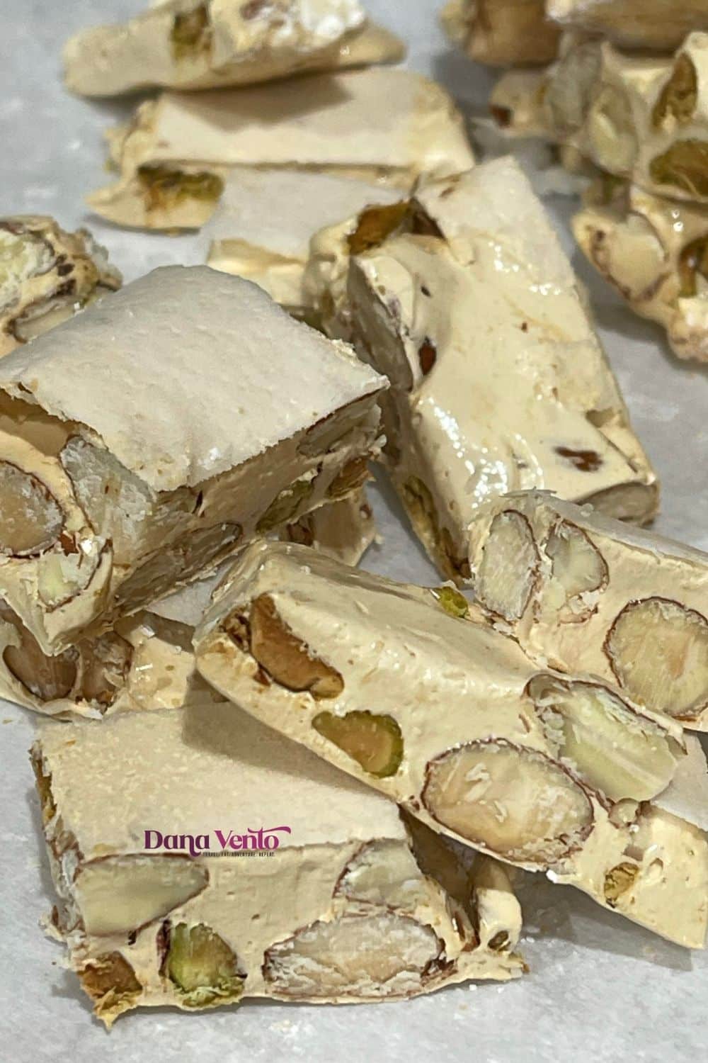 homemade Italian torrone pieces