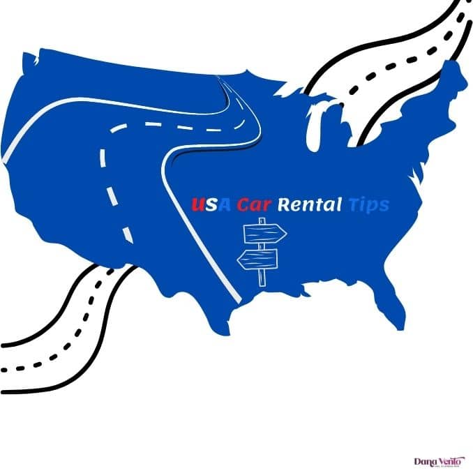 USA Car REntal Tips road on a map