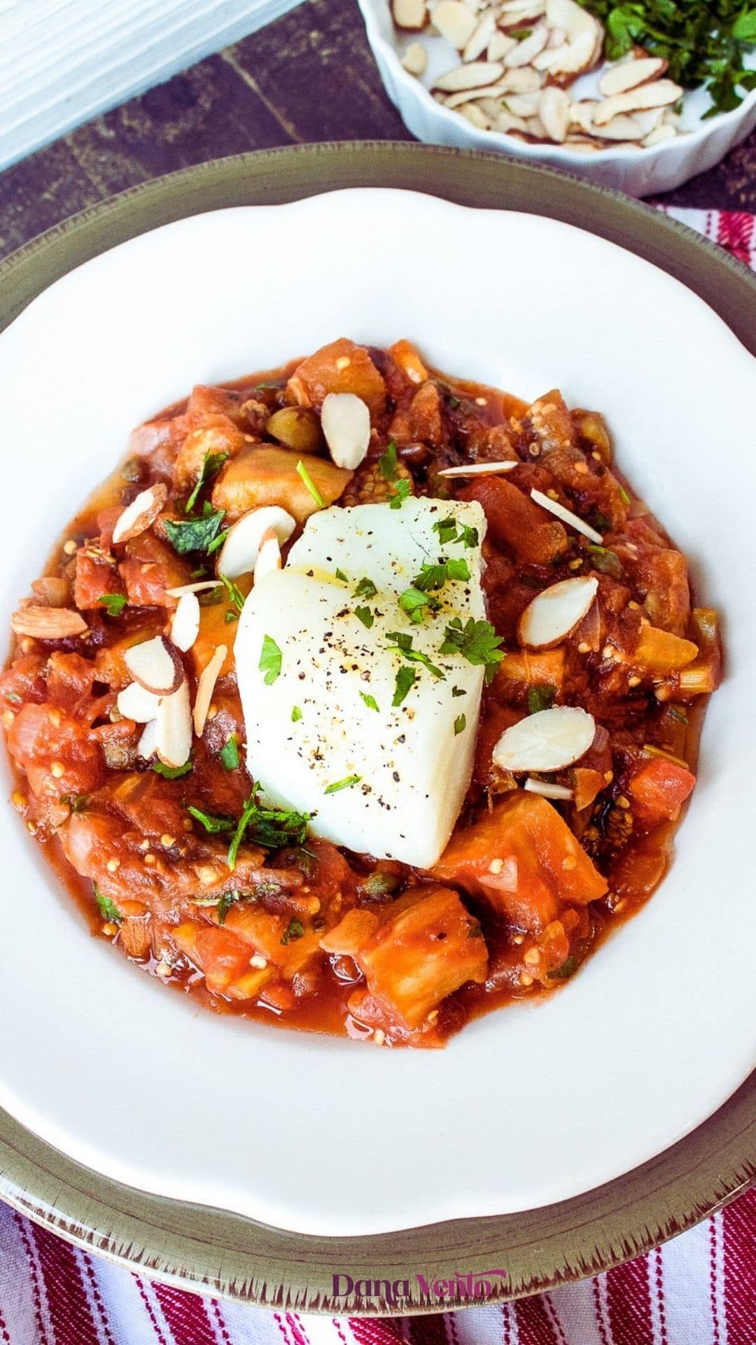 plated Sicilian cod caponata