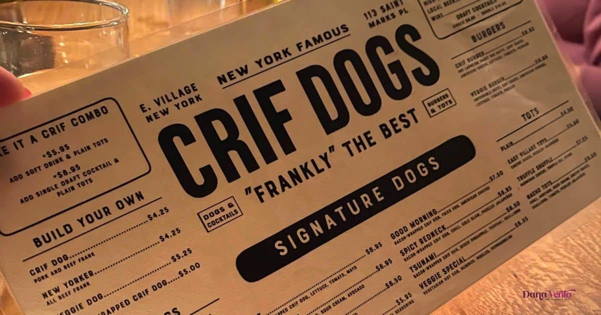 CRIF DOGS menu NYC 2022
