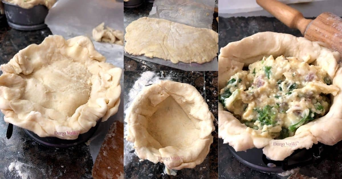 Create the pie pastry shell for the Italian Easter Sausage Pie