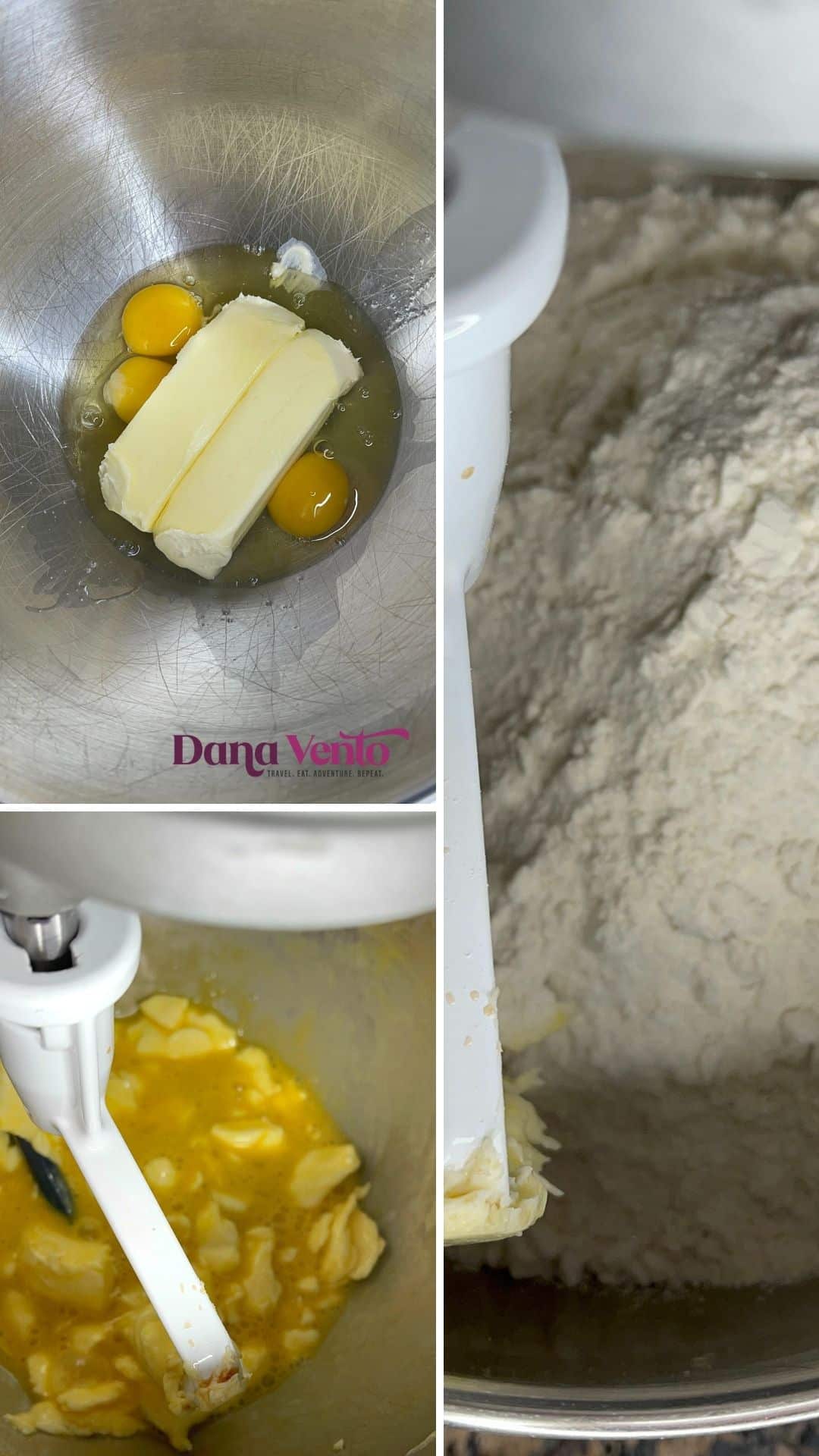 Butter and eggs with flour and cake mix