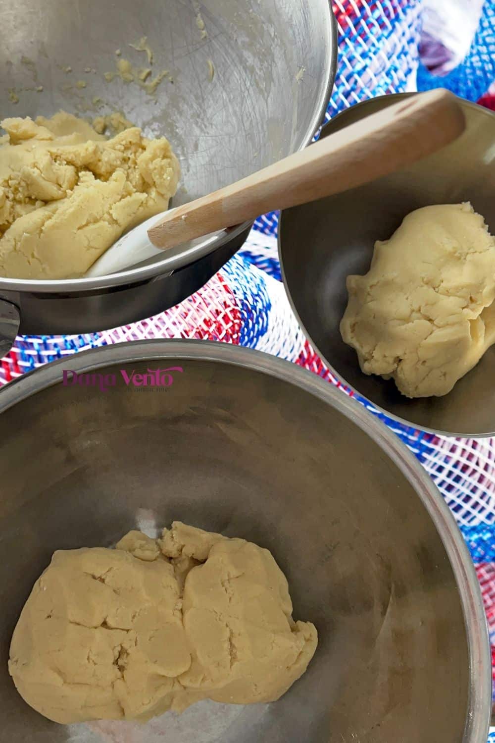 Dough Divided To Create Red White and Blue