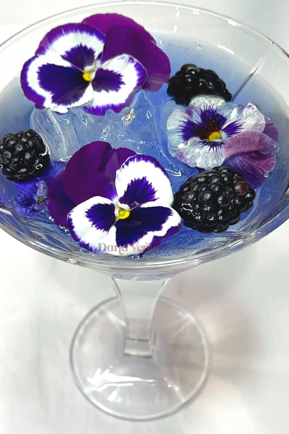 Gin Purple Drink With Blackberries and Pansies