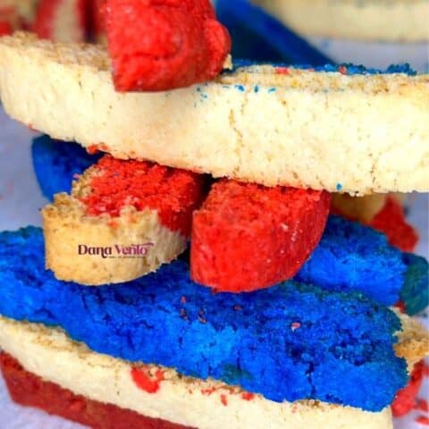 Red White and Blue Stacked tri-color Patriotic Summer Biscotti dessert