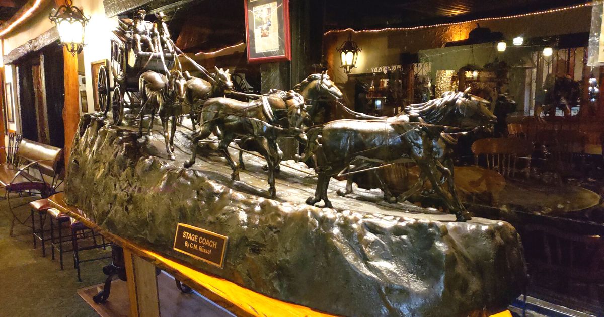 stagecoach replica on the inside of Cattlemans Ranch