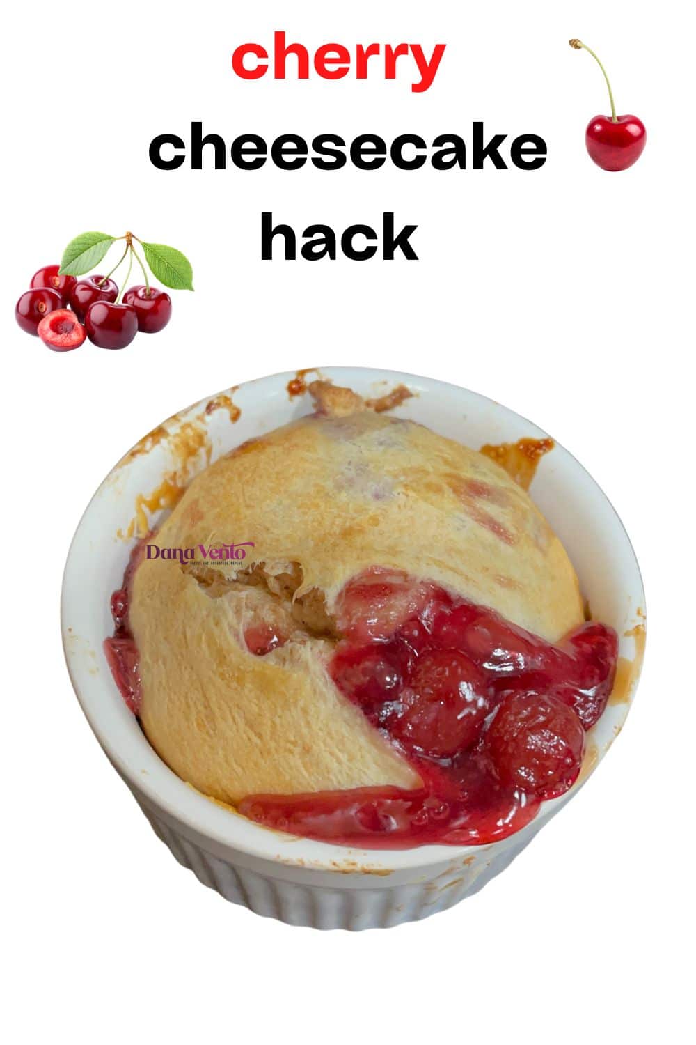 cherry cheesecake crescent roll hack baked in a ramekin