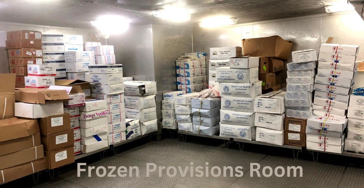 Holland America Cruise Behind the scenes tour in the Provisions Room Freezer