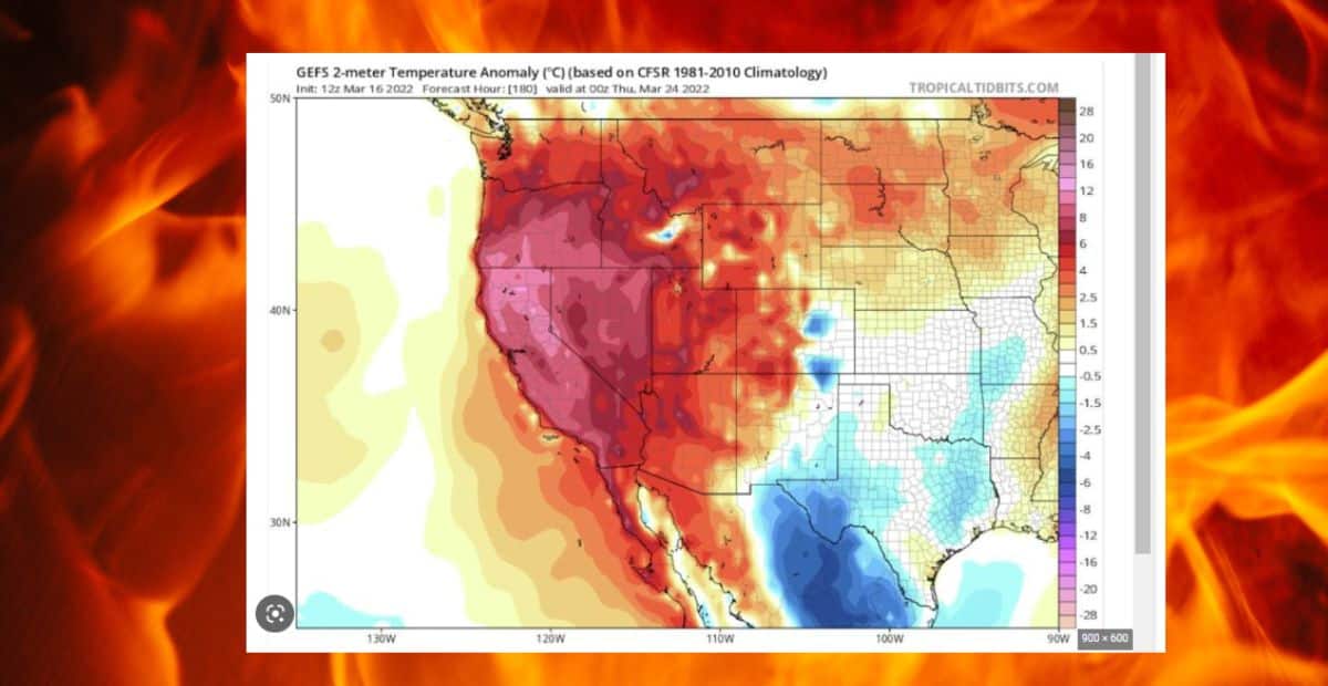 blazing summer heat California map