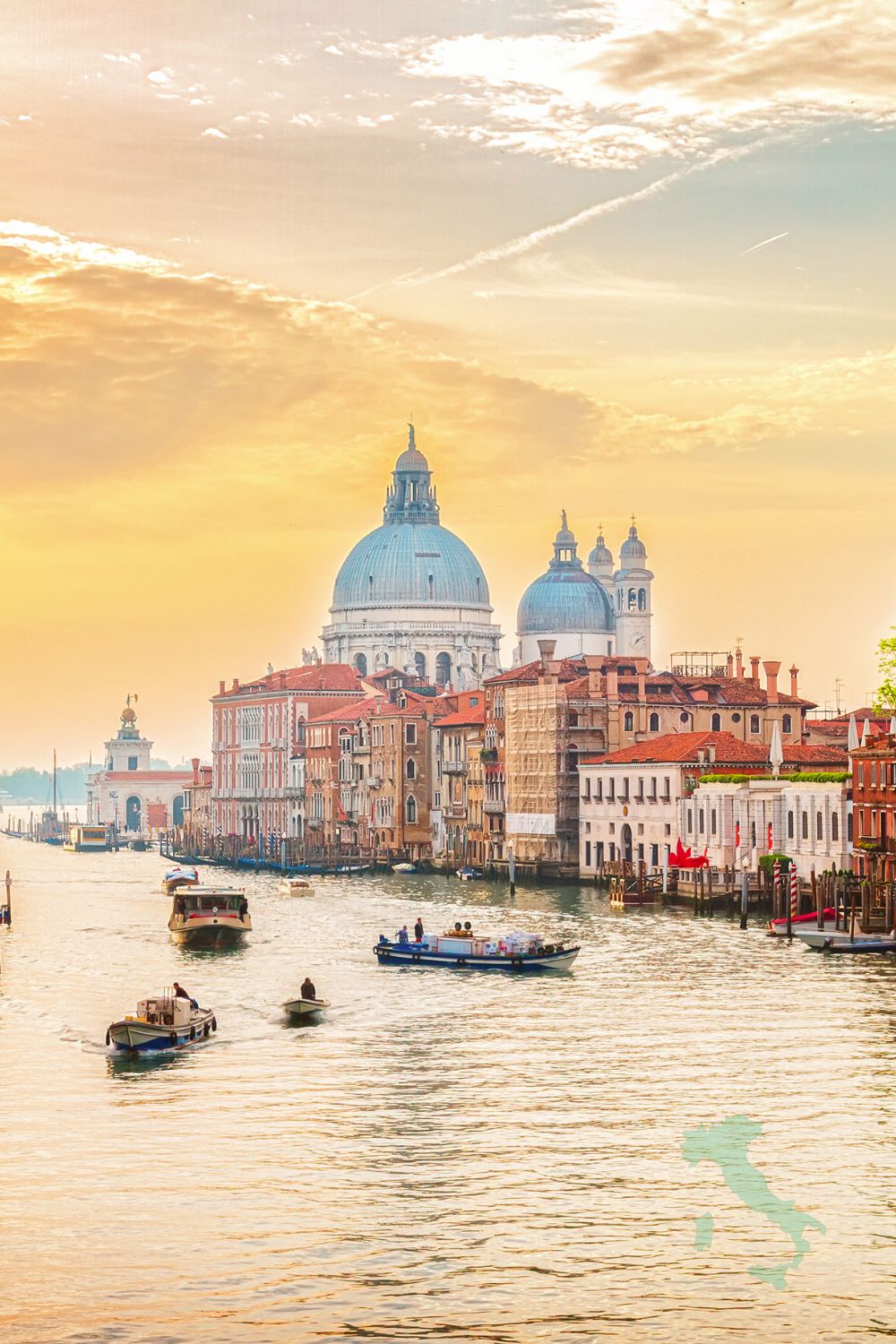 Grand Canal Venice Italy: where views are enjoyed by night with a glass of wine from several 5-star Venice hotels 