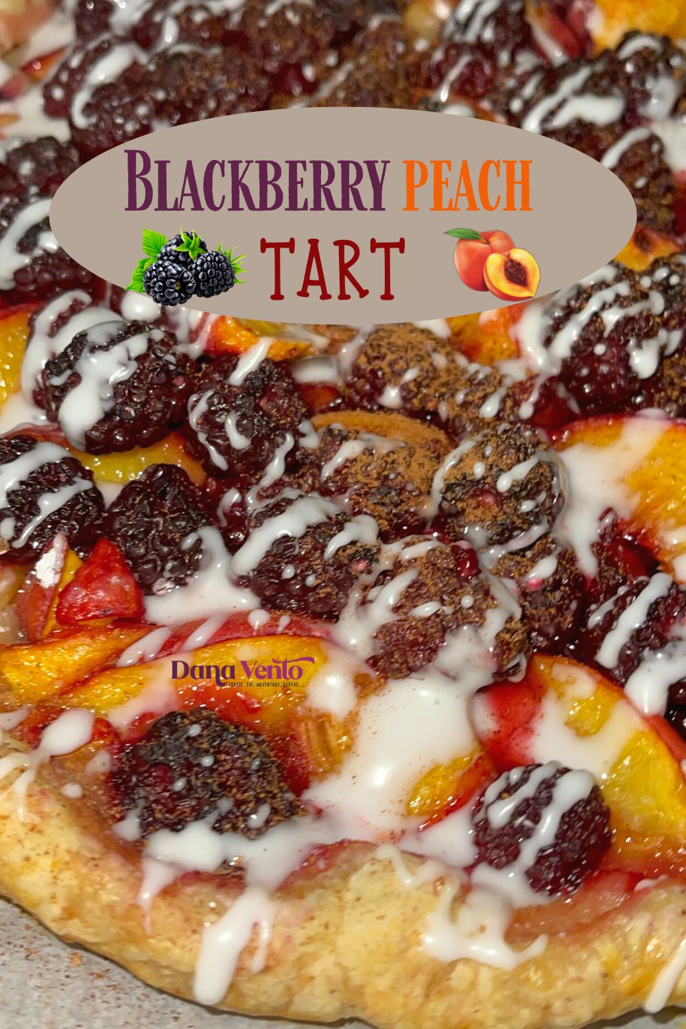 Mouthwatering blackberry peach puff pastry tart on a golden flaky crust