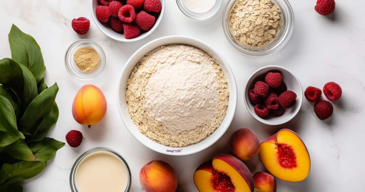 Spiced Peach Melba Cobbler Ingredients
