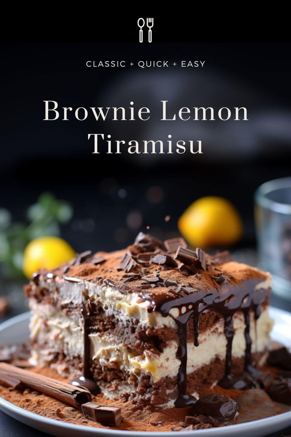 Amalfi Lemon Brownie Tiramisu on a plate to share 
