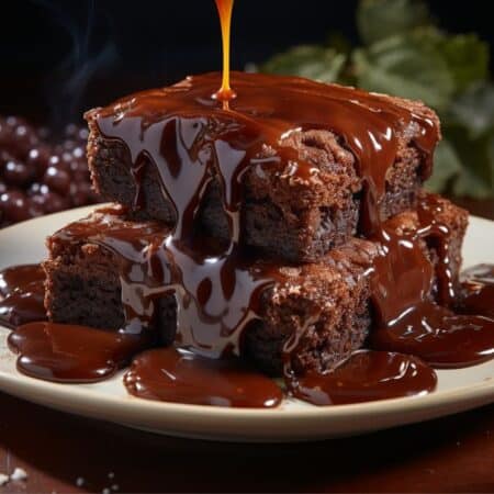 the classic hot fudge sauce on a brownie