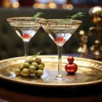 Dirty Smoked Martinis with vodka