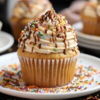 homemade pumpkin space cupcakes with fall sprinkles
