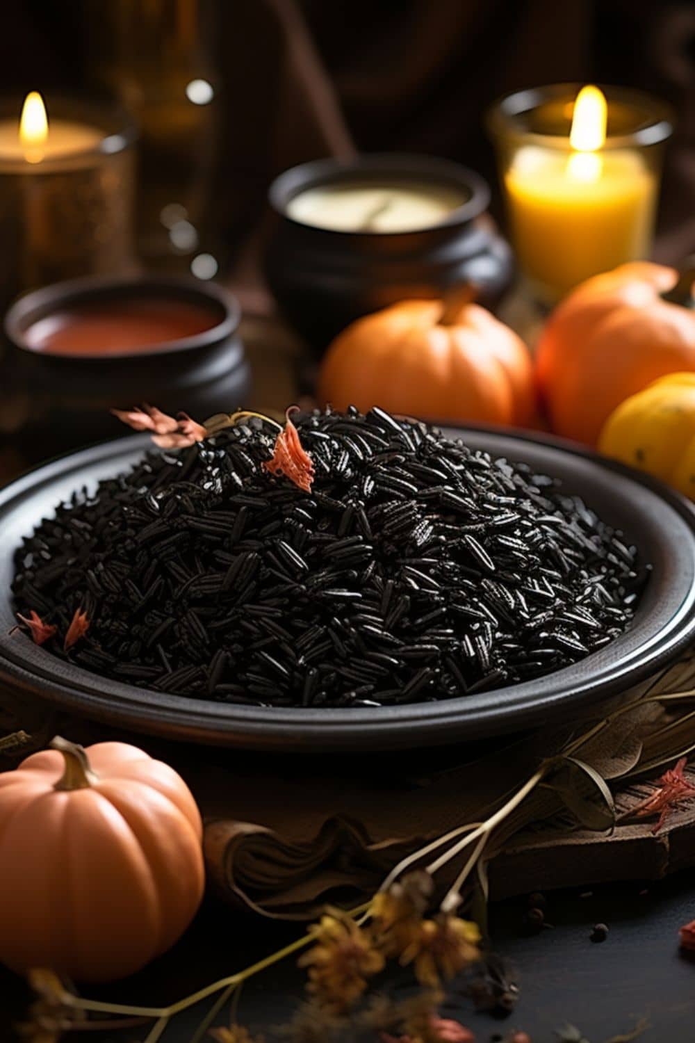 Black rice used a black foods on a Halloween Table