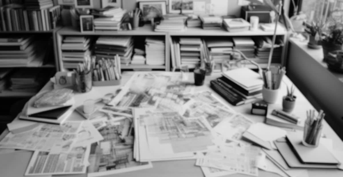 Image of an office desk cluttered with unfinished work the reality of depression