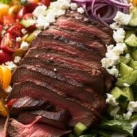 Mediterranean Side Salad with Greek Strip Steak Pieces (1)