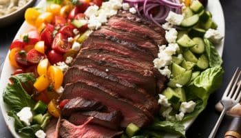 Mediterranean Side Salad with Greek Strip Steak Pieces 1