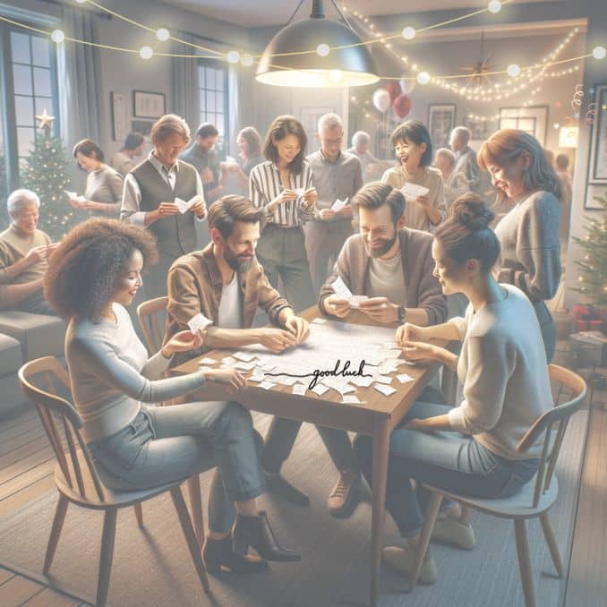 People at a party playing the game Fortune Keepers