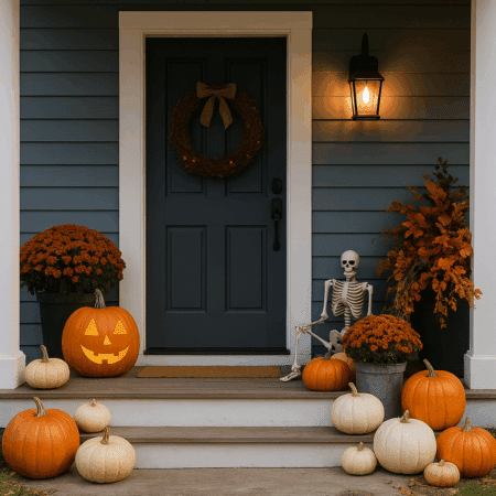 Fall Decor Amazon Front patio decorated